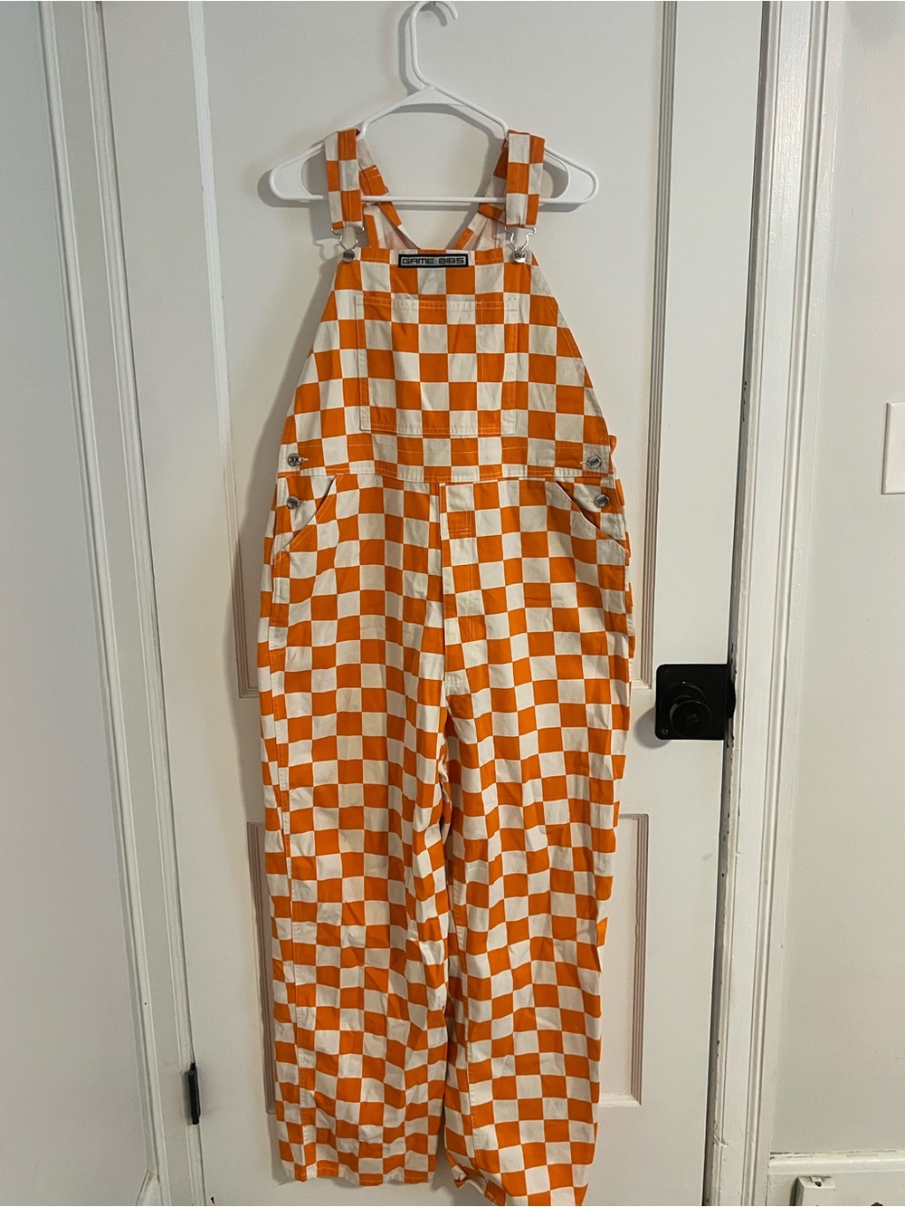 Obey Orange and White Checkerboard Men's Overalls/Game Bibs- UT Vols